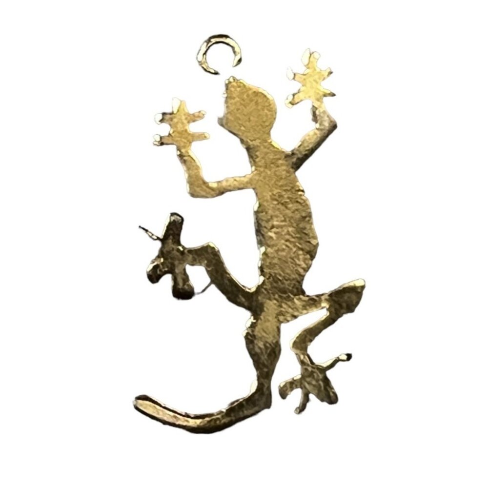 Gold Metal Alloy Chameleon Lizard Charm for Necklace and Jewelry Crafting